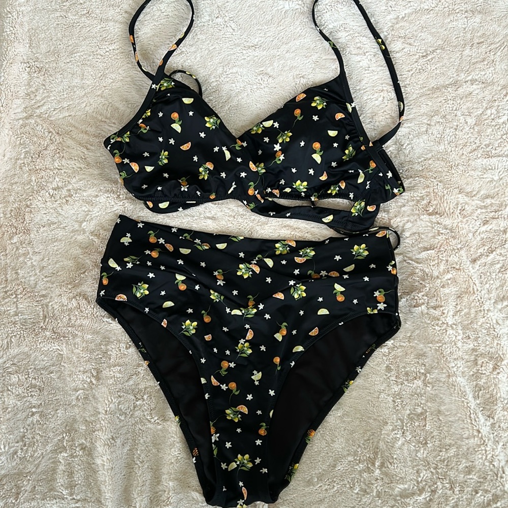 Victoria's Secret Black Bikini Swimwear for Women orange and citrus